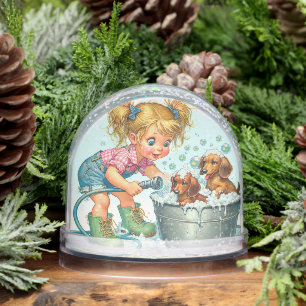 CHILD'S ANIMATED DACHSHUND SNOW GLOBE