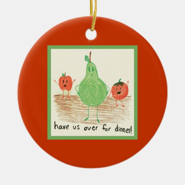 Child's Art, Red Ceramic Tree Decoration (Front)