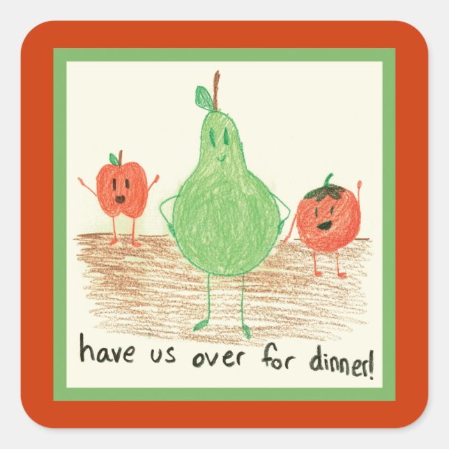 Child's Art, Red Square Sticker (Front)