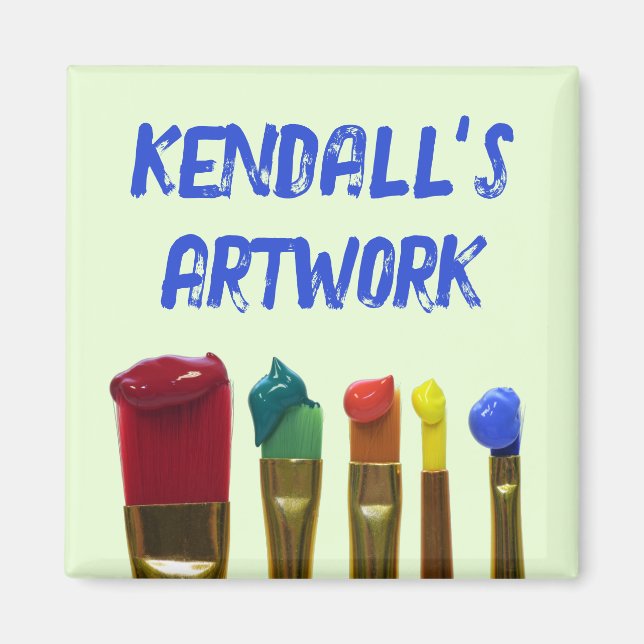 Childs Artwork Paintbrush Painting Custom Magnet (Front)