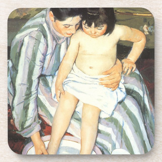 Child's Bath by Mary Cassatt Vintage Impressionism Coaster (Front)
