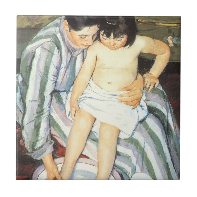 Child's Bath by Mary Cassatt Vintage Impressionism Tile (Front)