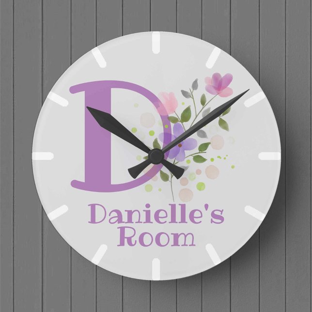 Childs Bedroom Clock with Name Danielle & Initial (Creator Uploaded)