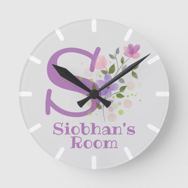 Childs Bedroom Clock with Name & Initial (Front)