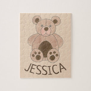 Child's Bedroom Personalised Plush Teddy Bear Name Jigsaw Puzzle