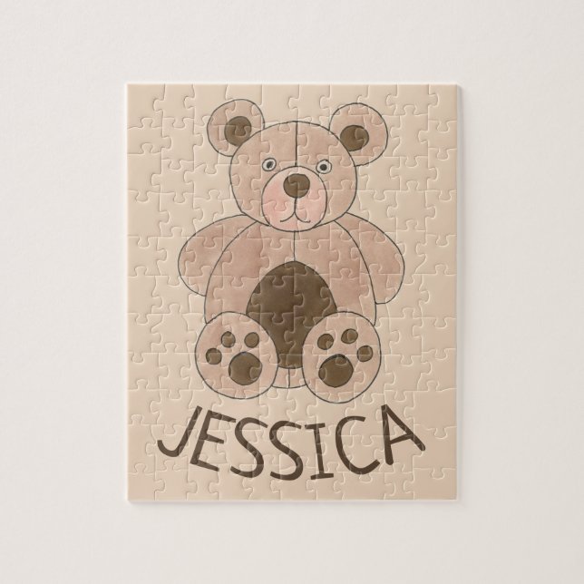 Child's Bedroom Personalised Plush Teddy Bear Name Jigsaw Puzzle (Vertical)