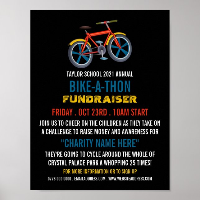 Child's Bike, Children's Charity Bike-a-Thon Event Poster (Front)