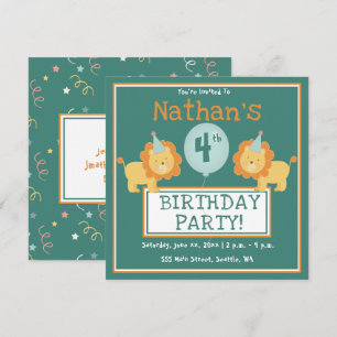 Child's Birthday - 4 Years Old - Party Invitation