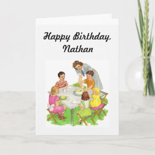 Child's Birthday Card, Vintage Party Image Card