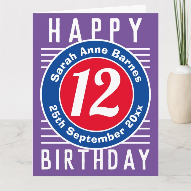 Child's Birthday Card with Age, Name, & Date (Front)