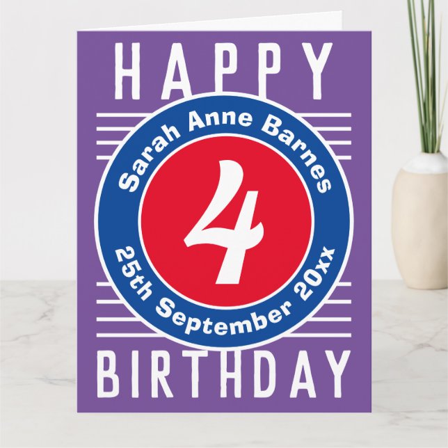 Child's Birthday Card with Age, Name, & Date (Front)