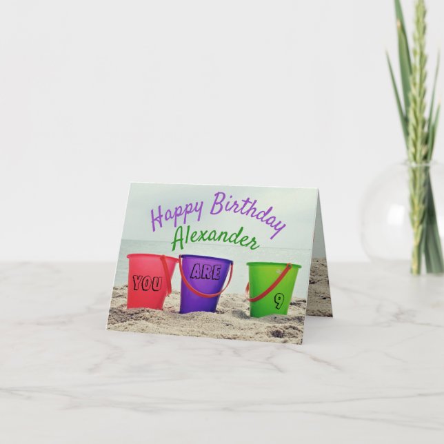 Child's Birthday Invitation Beach Pails Card (Front)