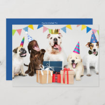Child's Birthday Party Invitation, Dogs, Name