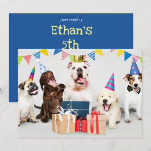 Child's Birthday Party Invitation, Dogs, Name Invitation