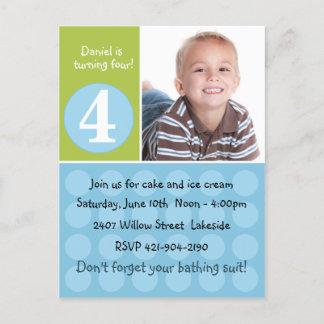 Childs Birthday Party Invitation Postcard