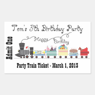 Child's Birthday Party Train Ticket stickers