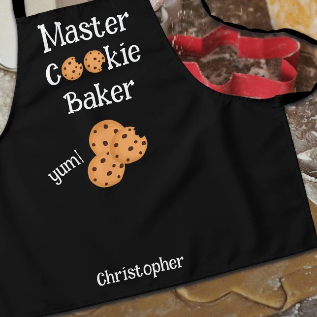 Child's Black Master Cookie Baker Text Apron (Creator Uploaded)