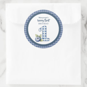 Child's Blueberry Berry First Birthday Classic Round Sticker