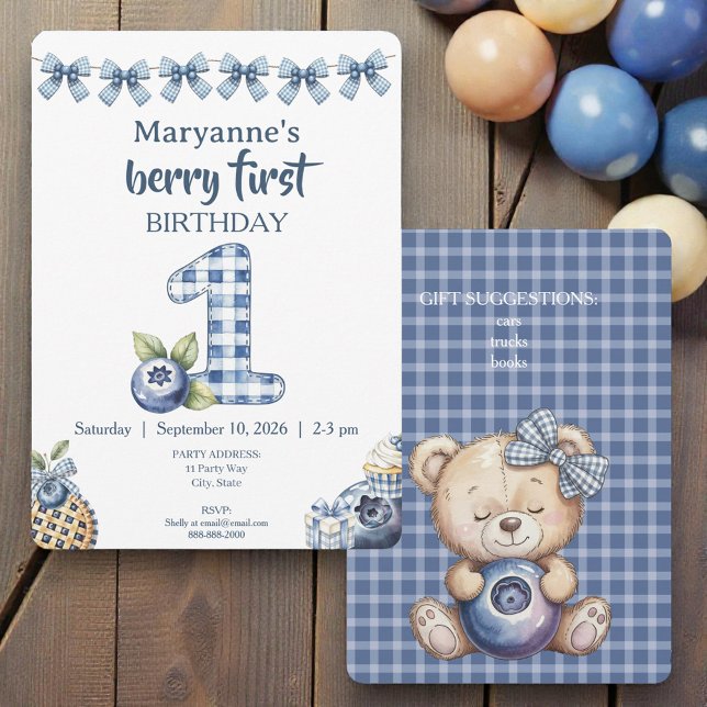 Child's Blueberry Berry First Birthday Invitation (Creator Uploaded)