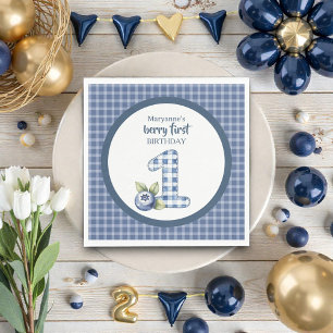 Child's Blueberry Berry First Birthday Napkin