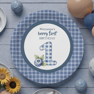 Child's Blueberry Berry First Birthday Paper Plate