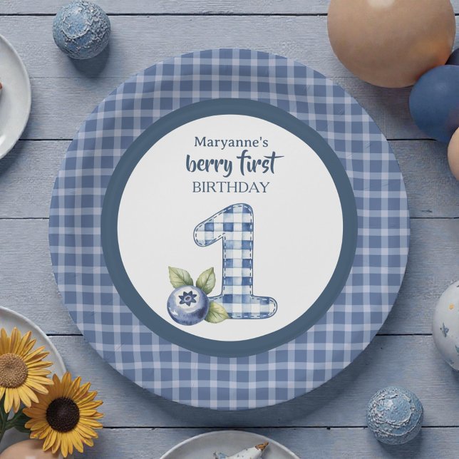 Child's Blueberry Berry First Birthday Paper Plate (Creator Uploaded)