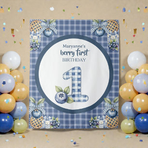 Child's Blueberry Berry First Birthday Tapestry