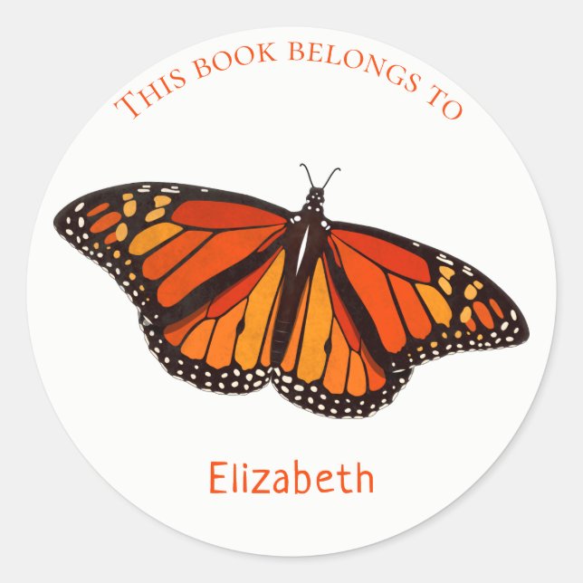 child's book label w Monarch Butterfly (Front)