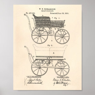 Child's Carriage 1889 Patent Art Old Peper Poster