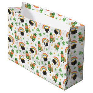 Child's Coloring Style Fun St Patrick's Day  Large Gift Bag