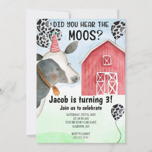 Child's Cow Birthday Invitation