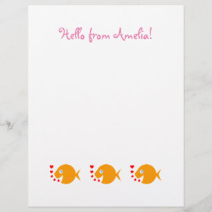 Child's Cute Happy Goldfish Cartoon Stationery