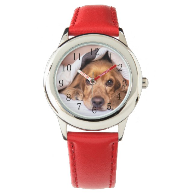 Child's Dog Photo Favourite Pet Picture Template Watch (Front)