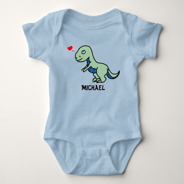 Child's Drawing of a T-Rex Baby Bodysuit (Front)