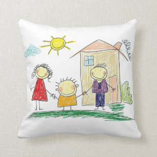 Child's drawing of your child. Personalised name Cushion