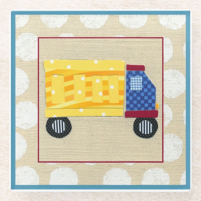 Child's Dump Truck by Chariklia Zarris Glass Coaster (Front)