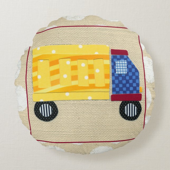 Child's Dump Truck by Chariklia Zarris Round Cushion (Front)