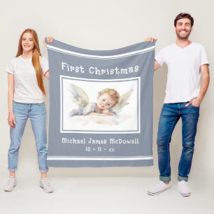 Child's First Christmas Baby Angel Fleece Blanket
