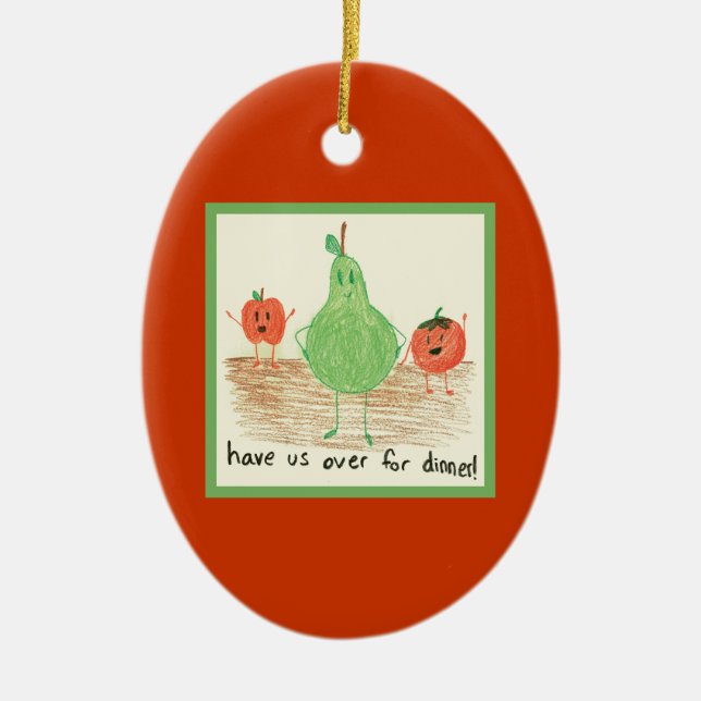 Child's Food Art Ceramic Tree Decoration (Front)