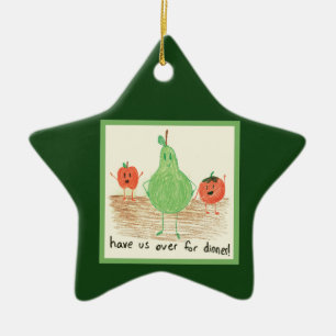Child's Food Art, Green Ceramic Tree Decoration