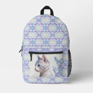 Child's Galaxy Blue Tinted Cat, Printed Backpack
