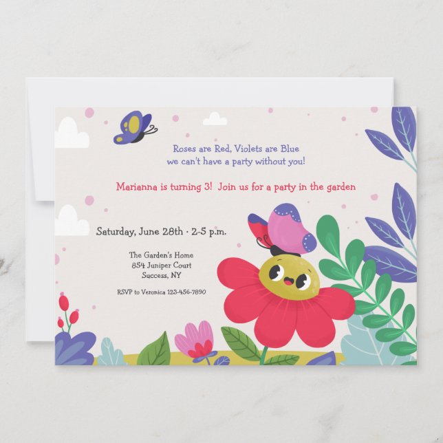 Child's Garden Party Invitation (Front)