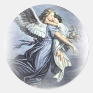 Childs guardian Angel Classic Round Sticker