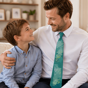 Child's Handwritten Letter Abstract Wearable Dad's Tie