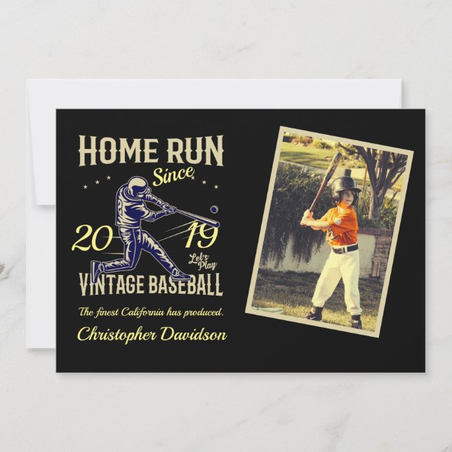 Childs Little League Baseball Birthday Invitation (Front)