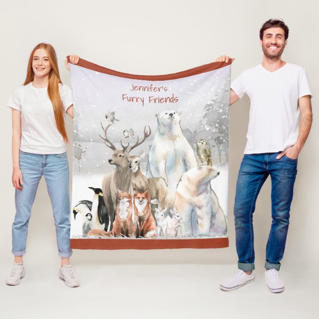 Child's Name Blanket, Animals, Winter Fleece Blanket (In Situ)