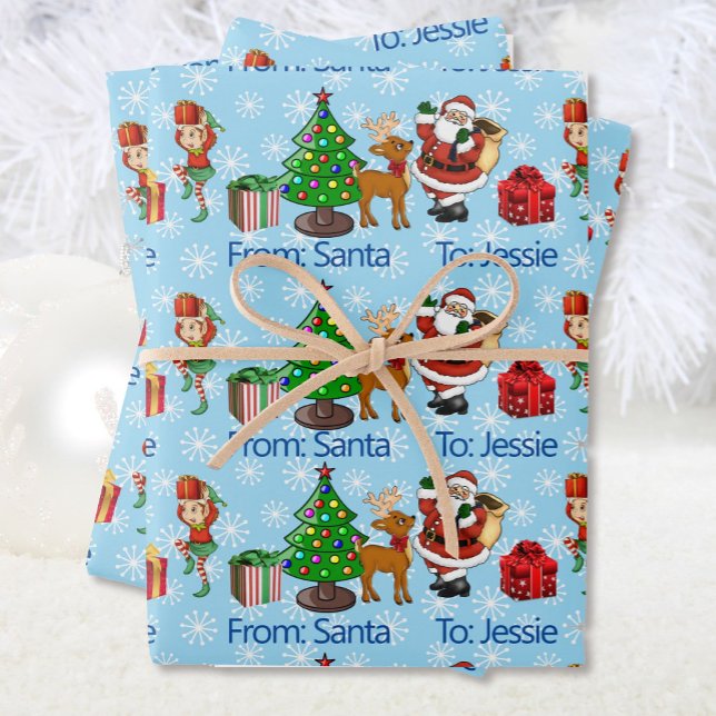 Child's Name From Santa Claus Personalise Wrapping Paper Sheet (Creator Uploaded)