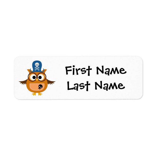 Child's Name Labels with Pirate Owl to Personalise (Front)