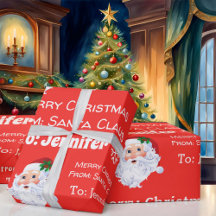Child's Name Santa Christmas Red Gift