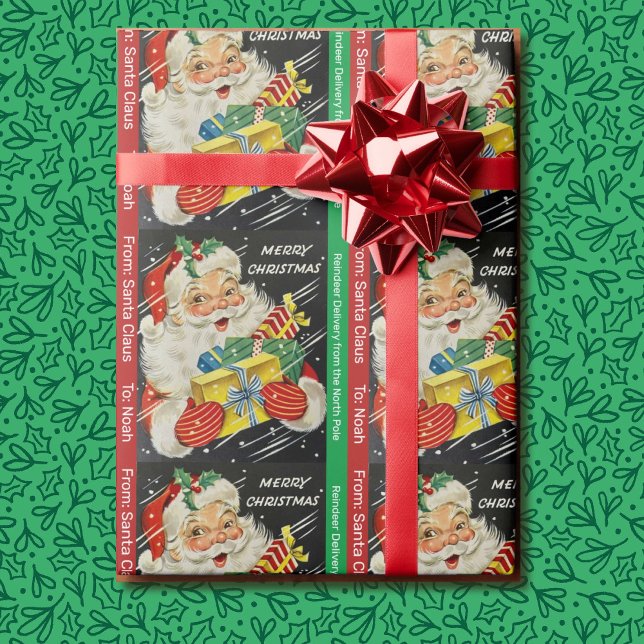 Child's Name Santa Claus Christmas Gift Wrapping Paper (Creator Uploaded)